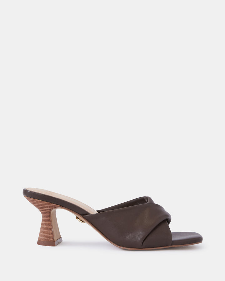 Marlee Syrup Leather Flared Heel Mule