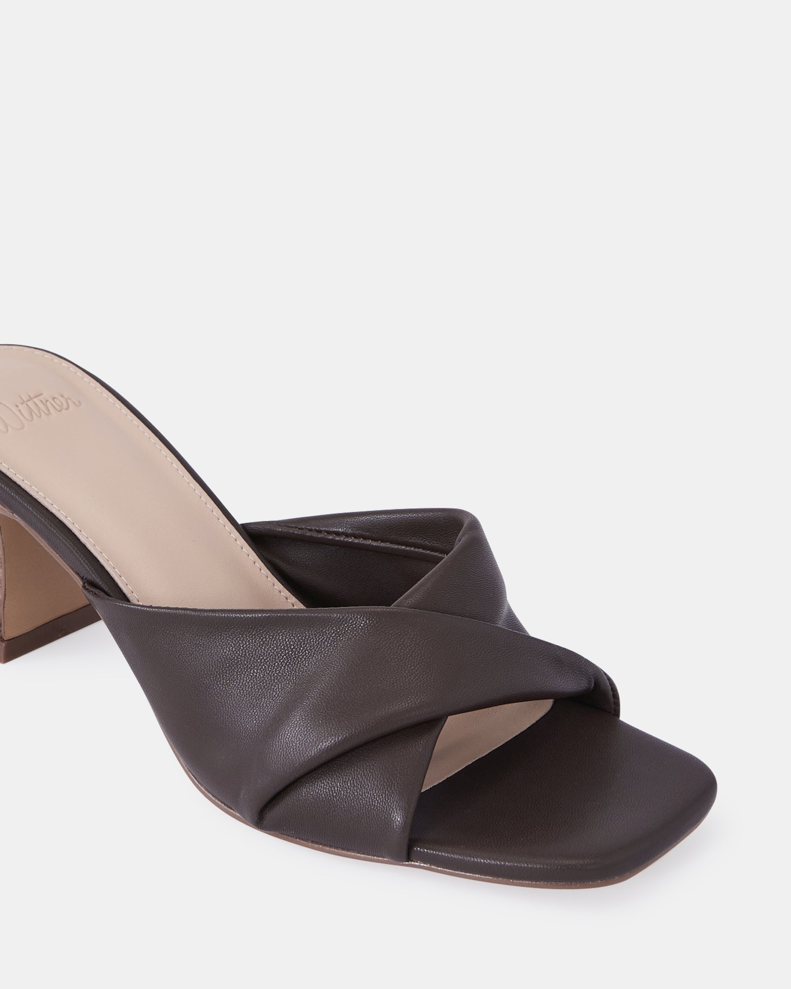 Marlee Syrup Leather Flared Heel Mule
