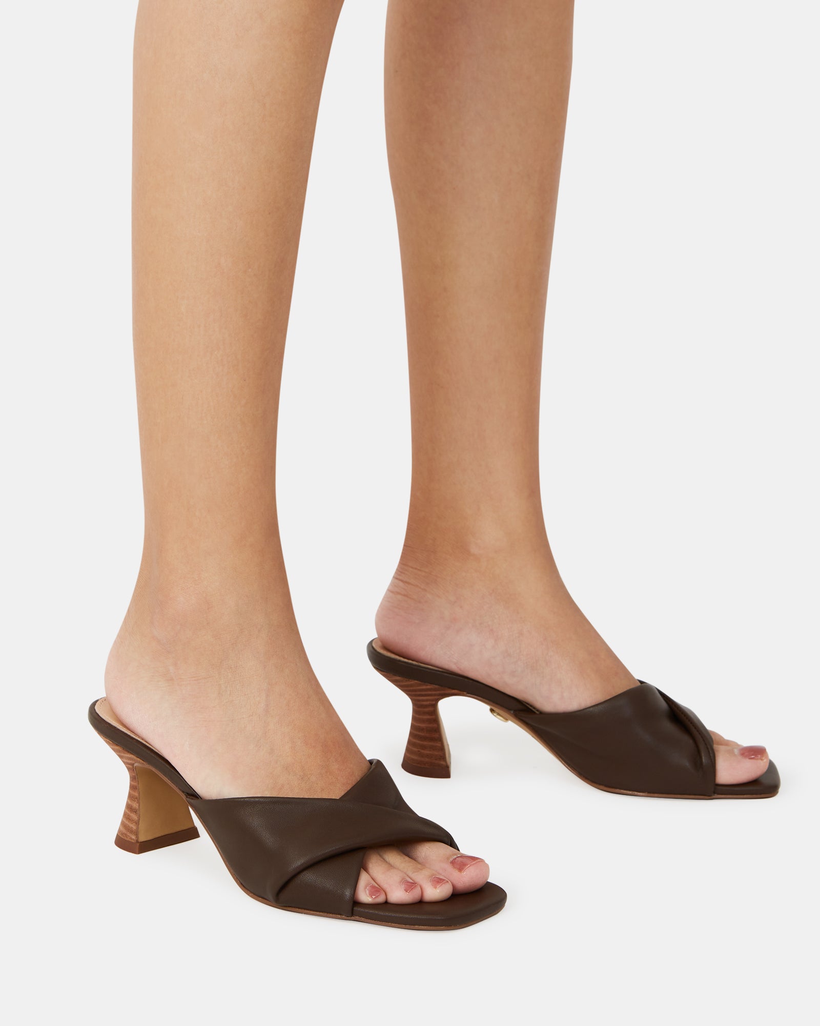 Marlee Syrup Leather Flared Heel Mule