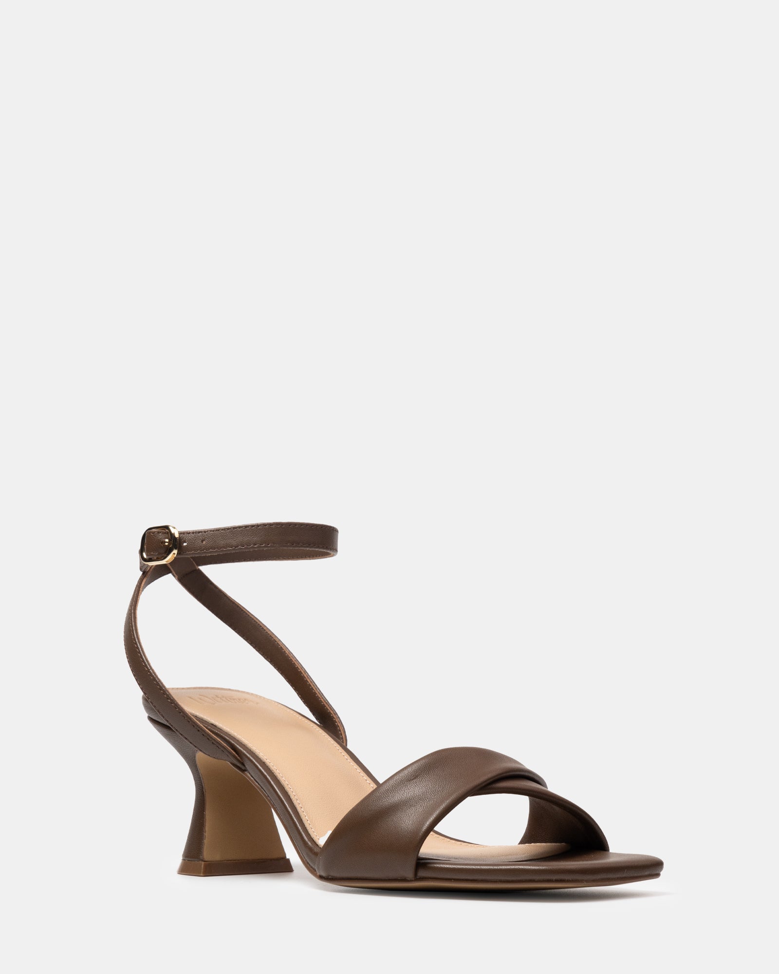 Martina Tawny Brown Leather Flared Heel