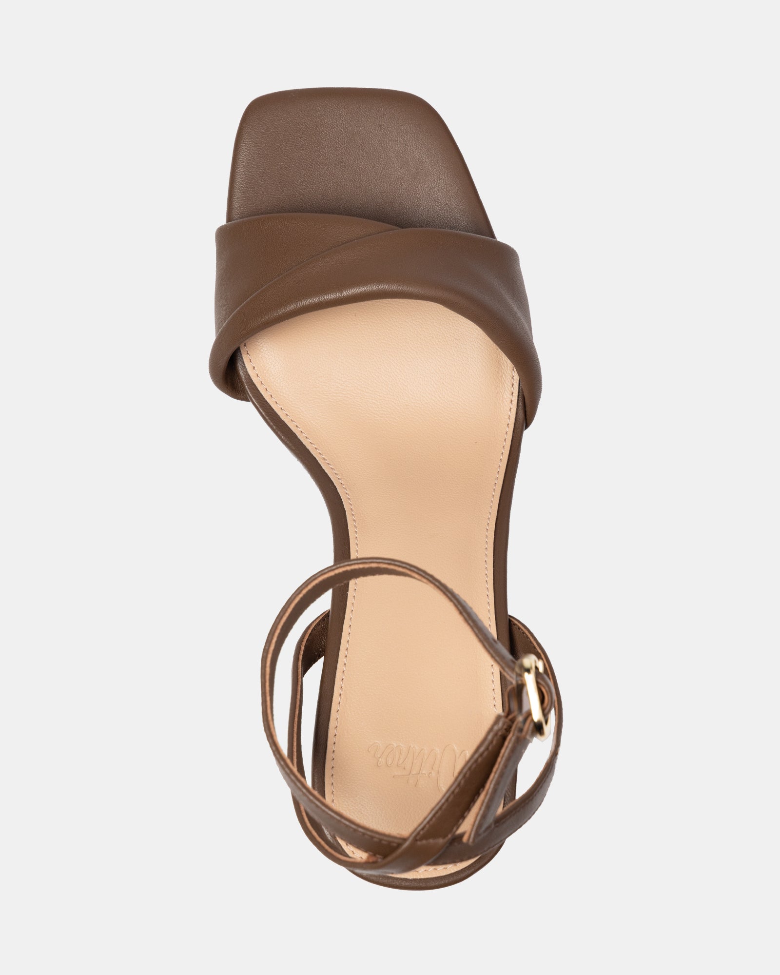 Martina Tawny Brown Leather Flared Heel