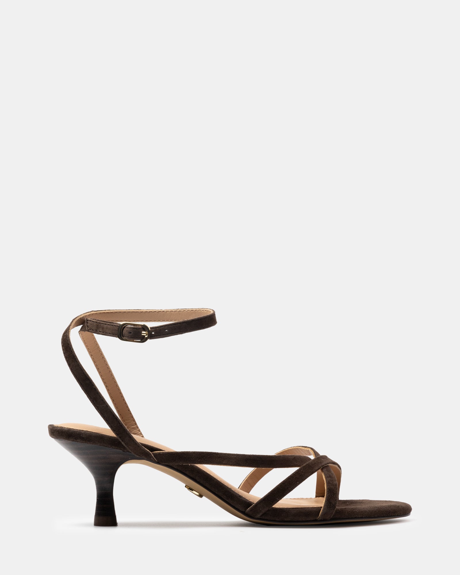 Kailee Chocolate Suede Leather Strappy Heel