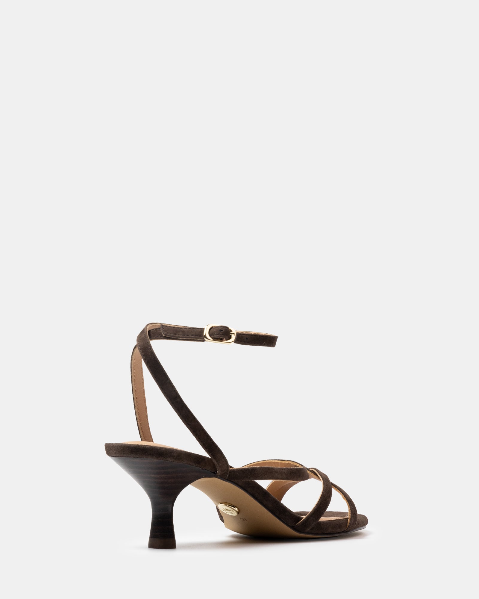 Kailee Chocolate Suede Leather Strappy Heel
