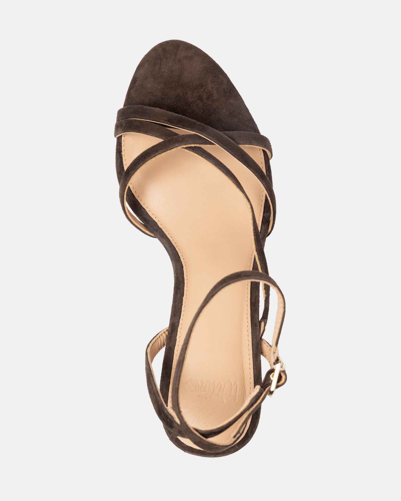 Kailee Chocolate Suede Leather Strappy Heel