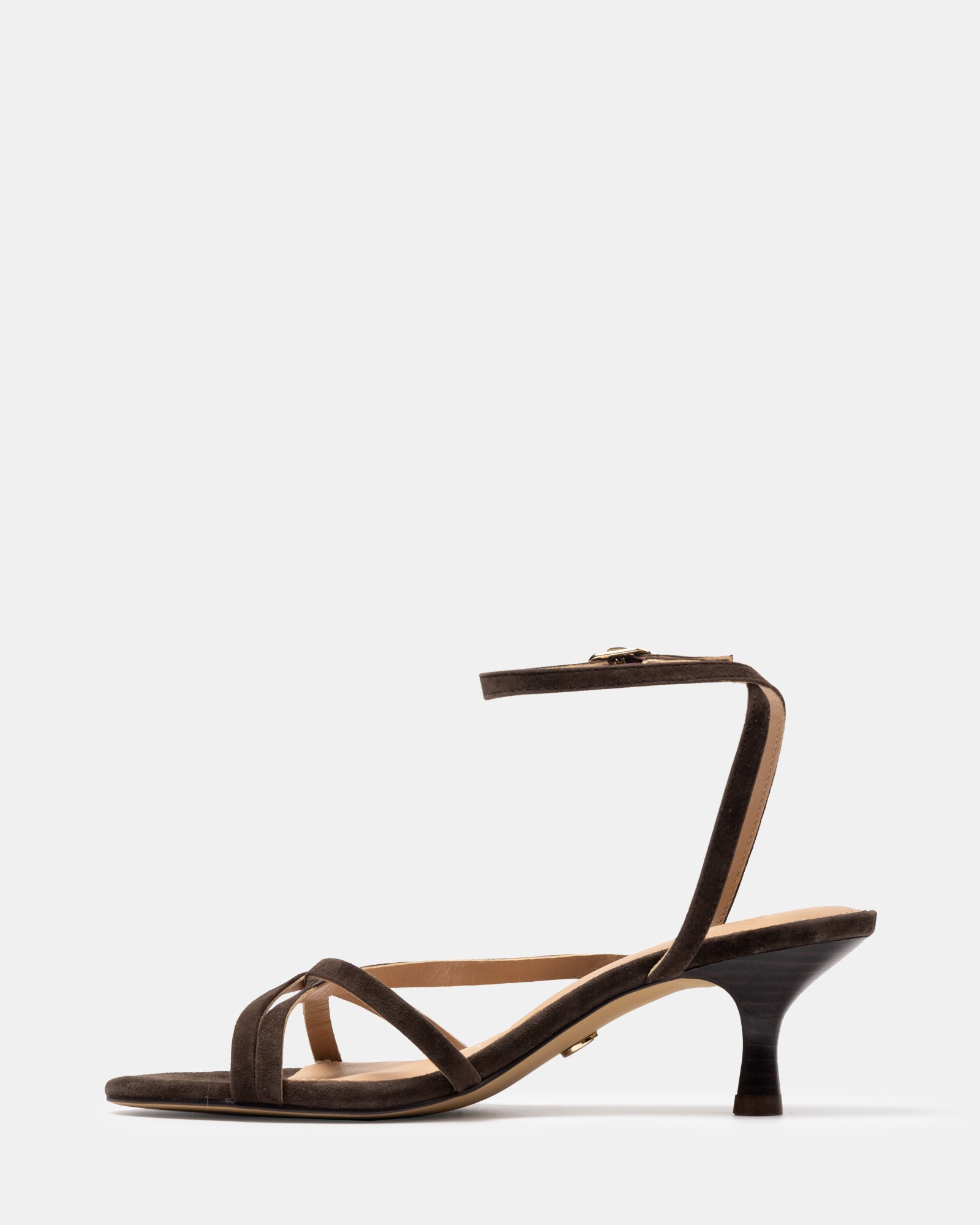 Kailee Chocolate Suede Leather Strappy Heel