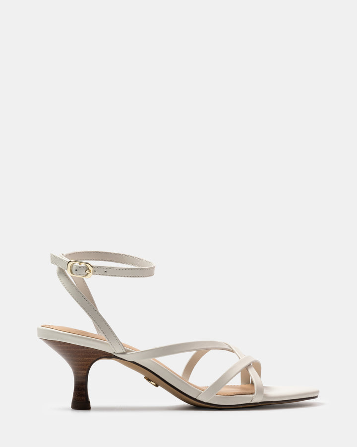 Kailee Off White Leather Strappy Heel