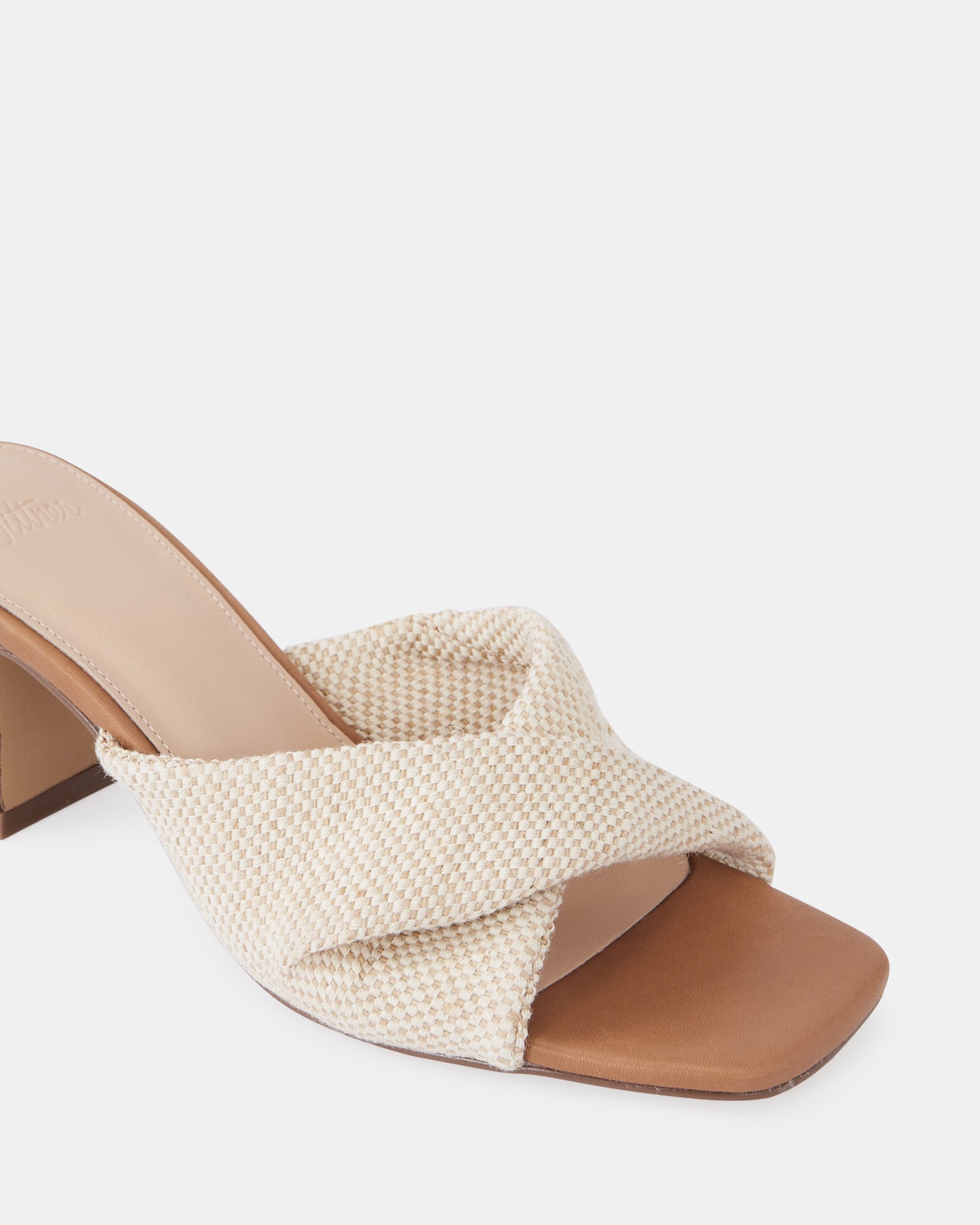 Marlee Natural Textile Flared Heel Mule