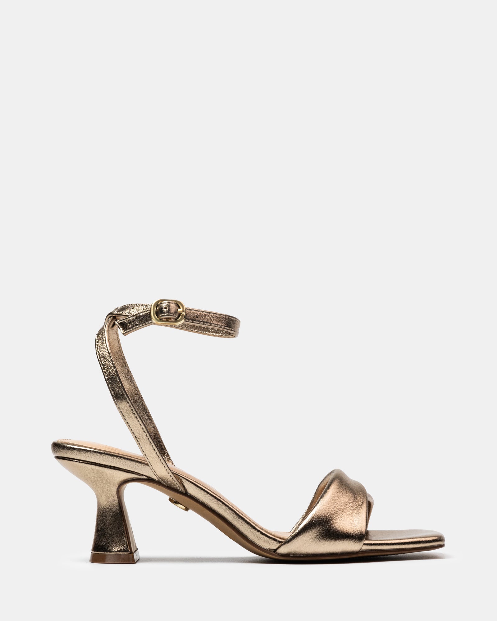 Martina Champagne Metallic Leather Flared Heel