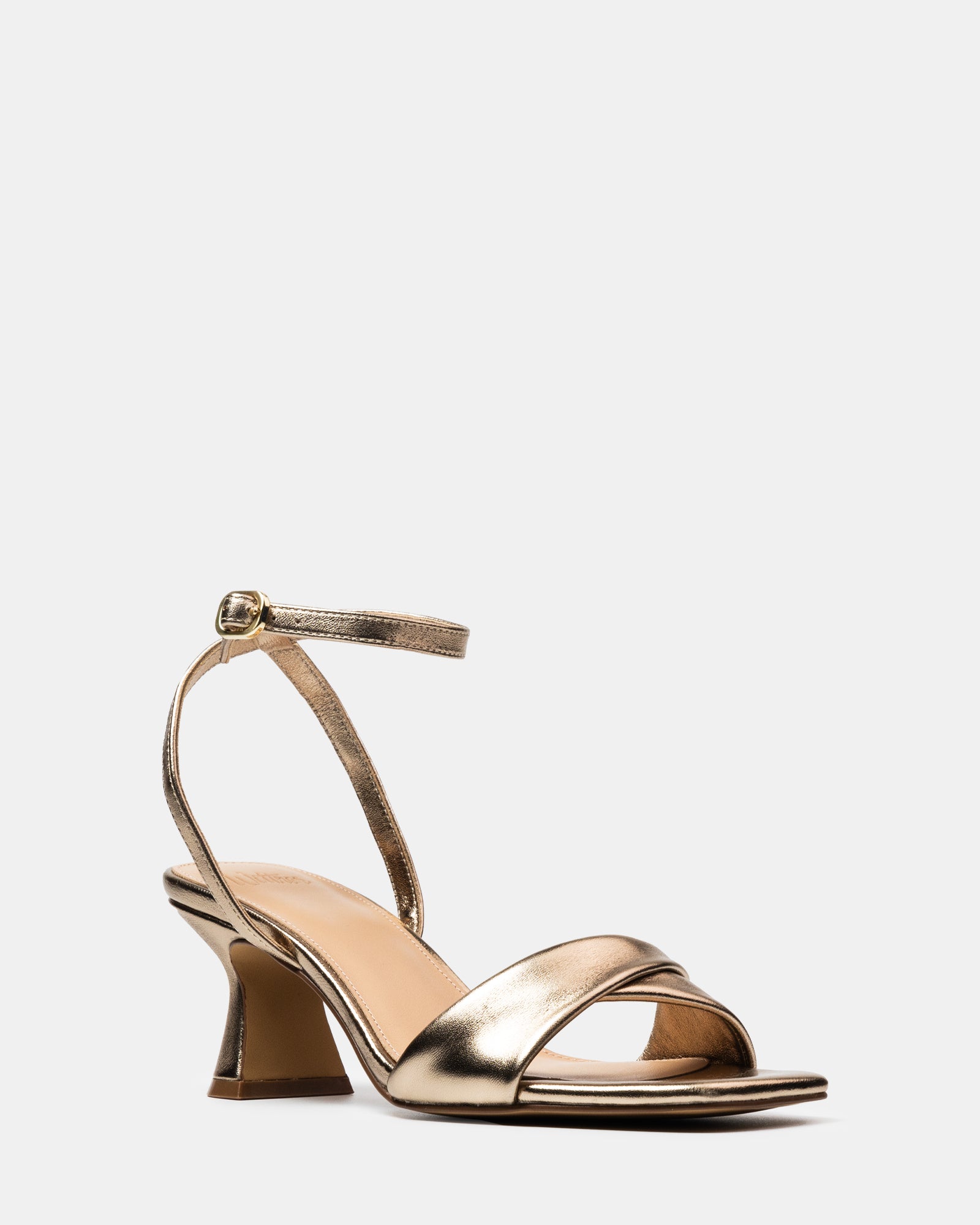 Martina Champagne Metallic Leather Flared Heel