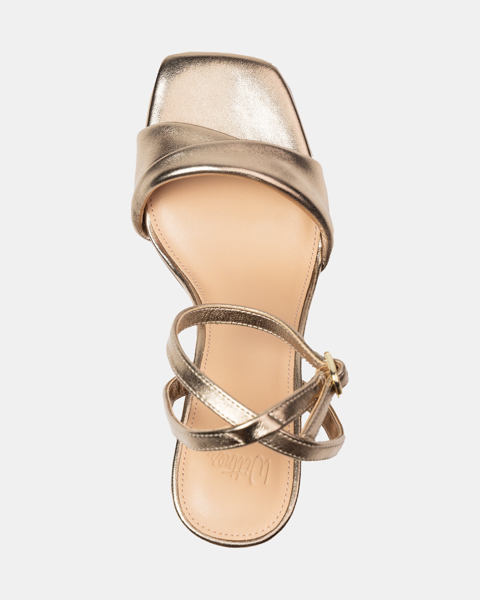 Martina Champagne Metallic Leather Flared Heel