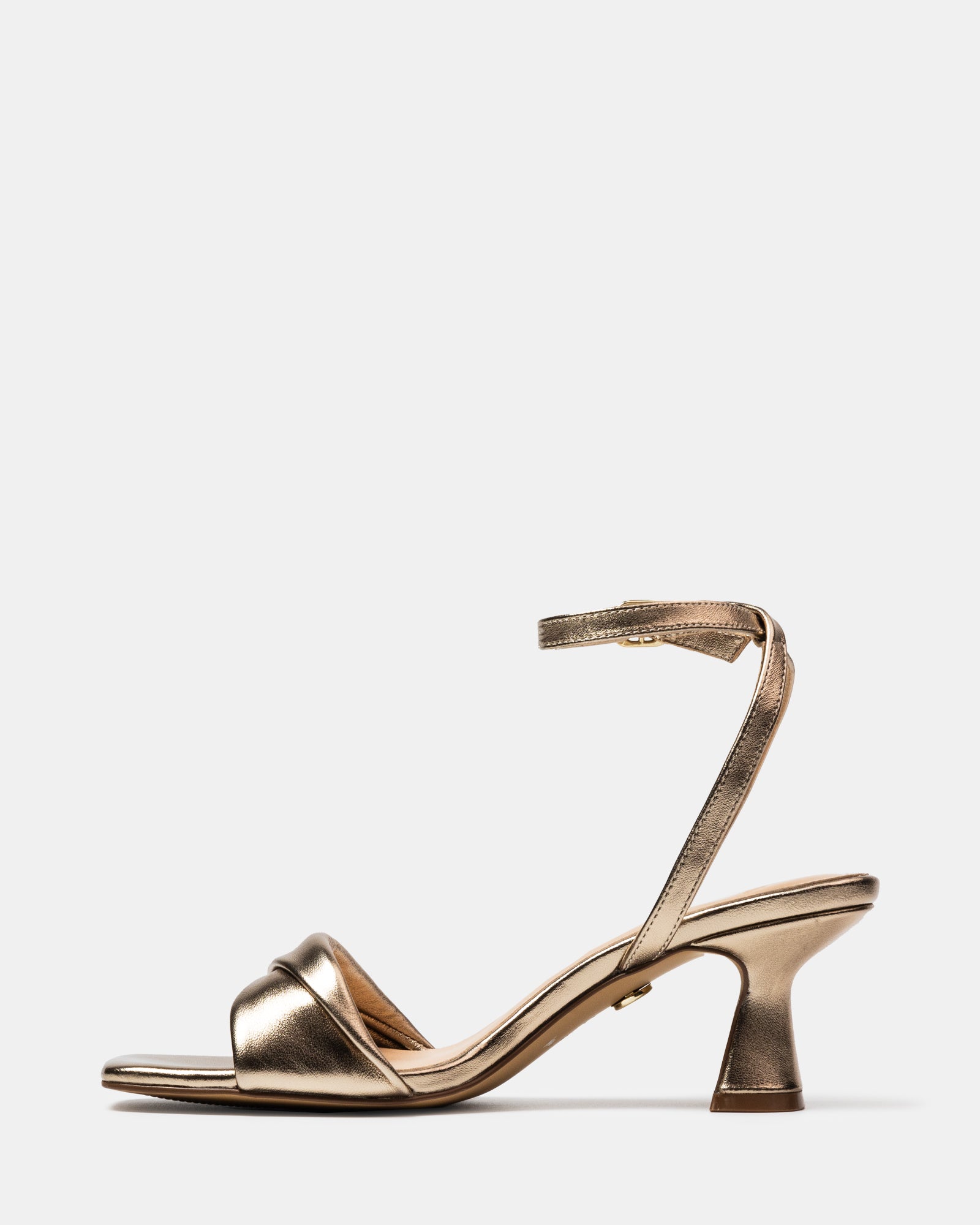 Martina Champagne Metallic Leather Flared Heel