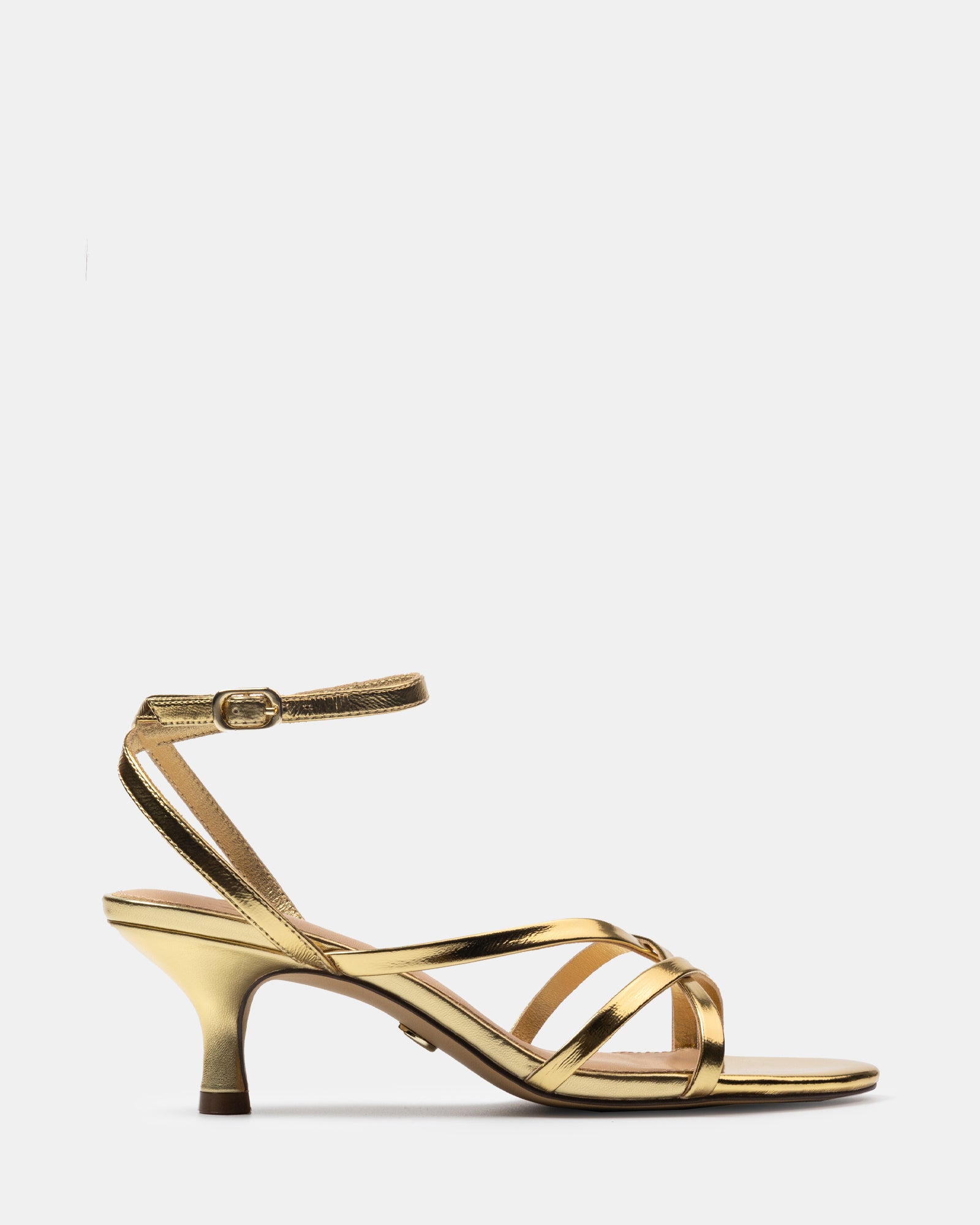 Kailee Gold Crease Leather Strappy Heel