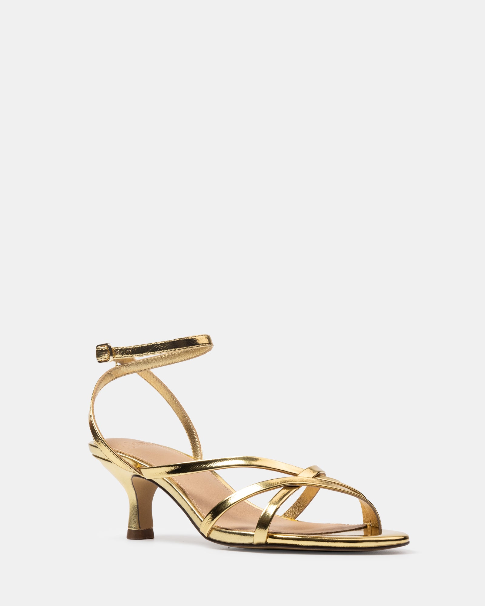 Kailee Gold Crease Leather Strappy Heel