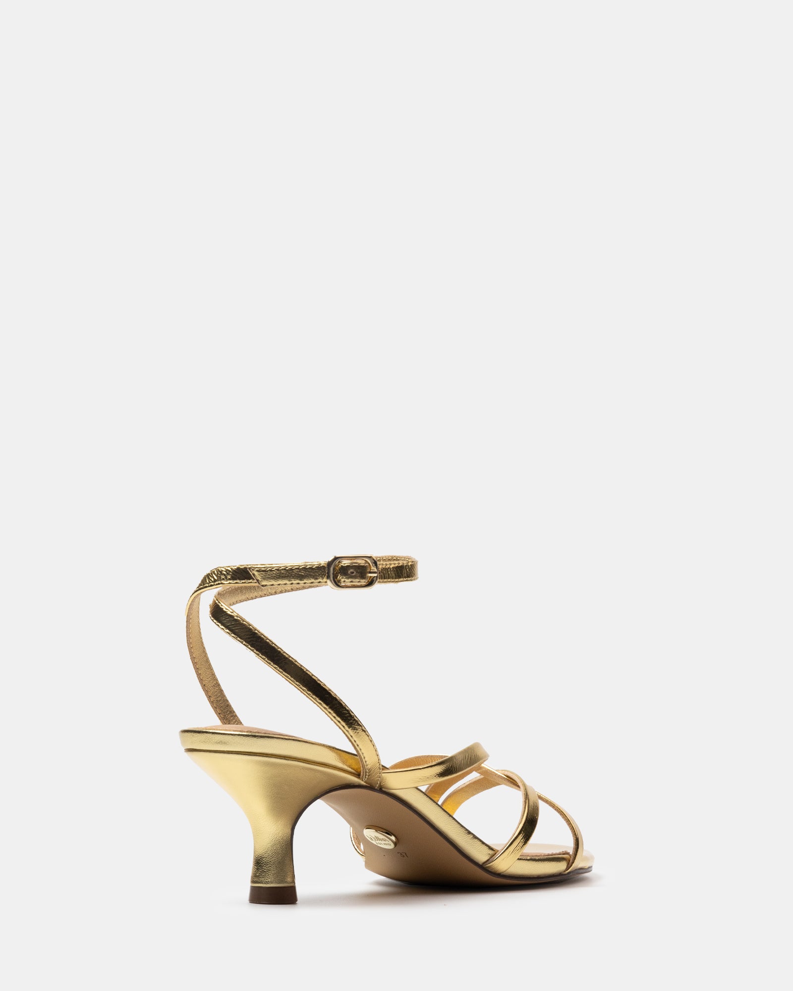 Kailee Gold Crease Leather Strappy Heel