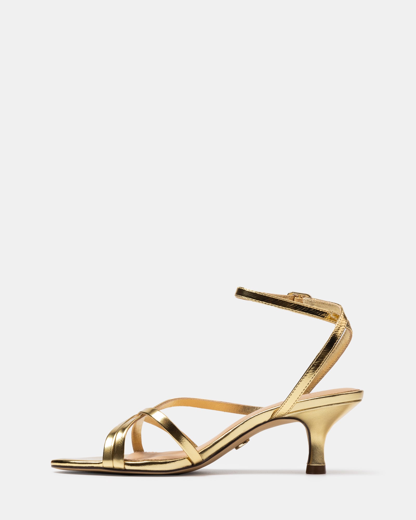 Kailee Gold Crease Leather Strappy Heel
