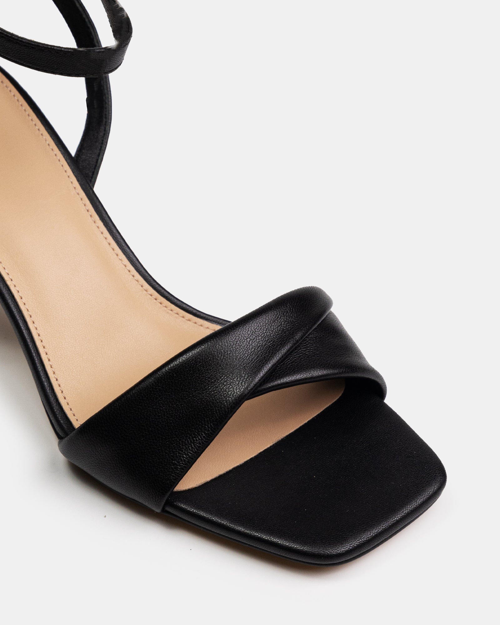 Martina Black Leather Flared Heel