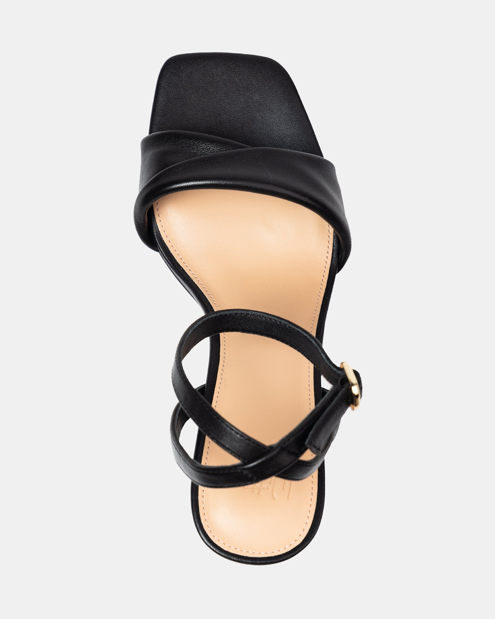 Martina Black Leather Flared Heel