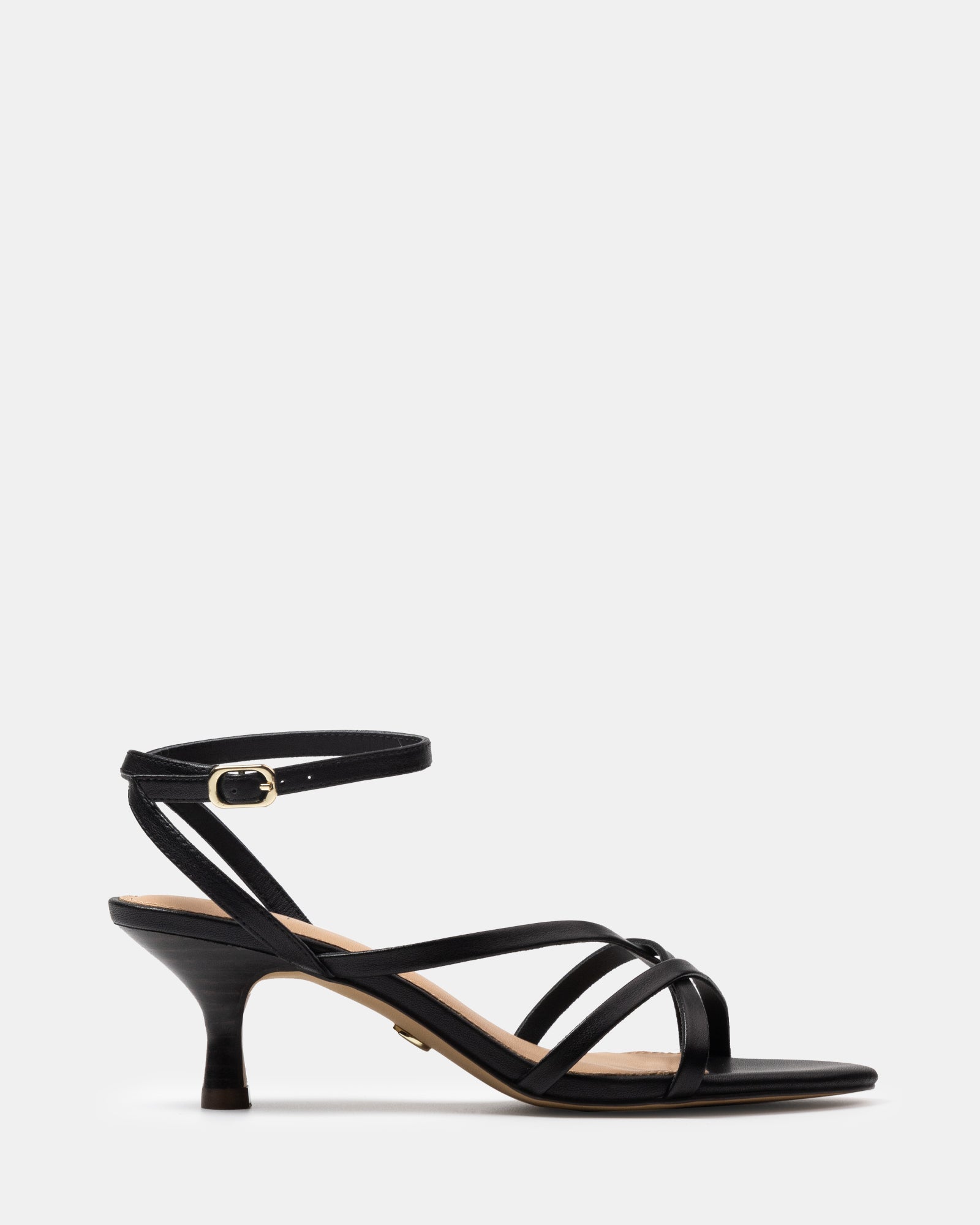Kailee Black Leather Strappy Heel
