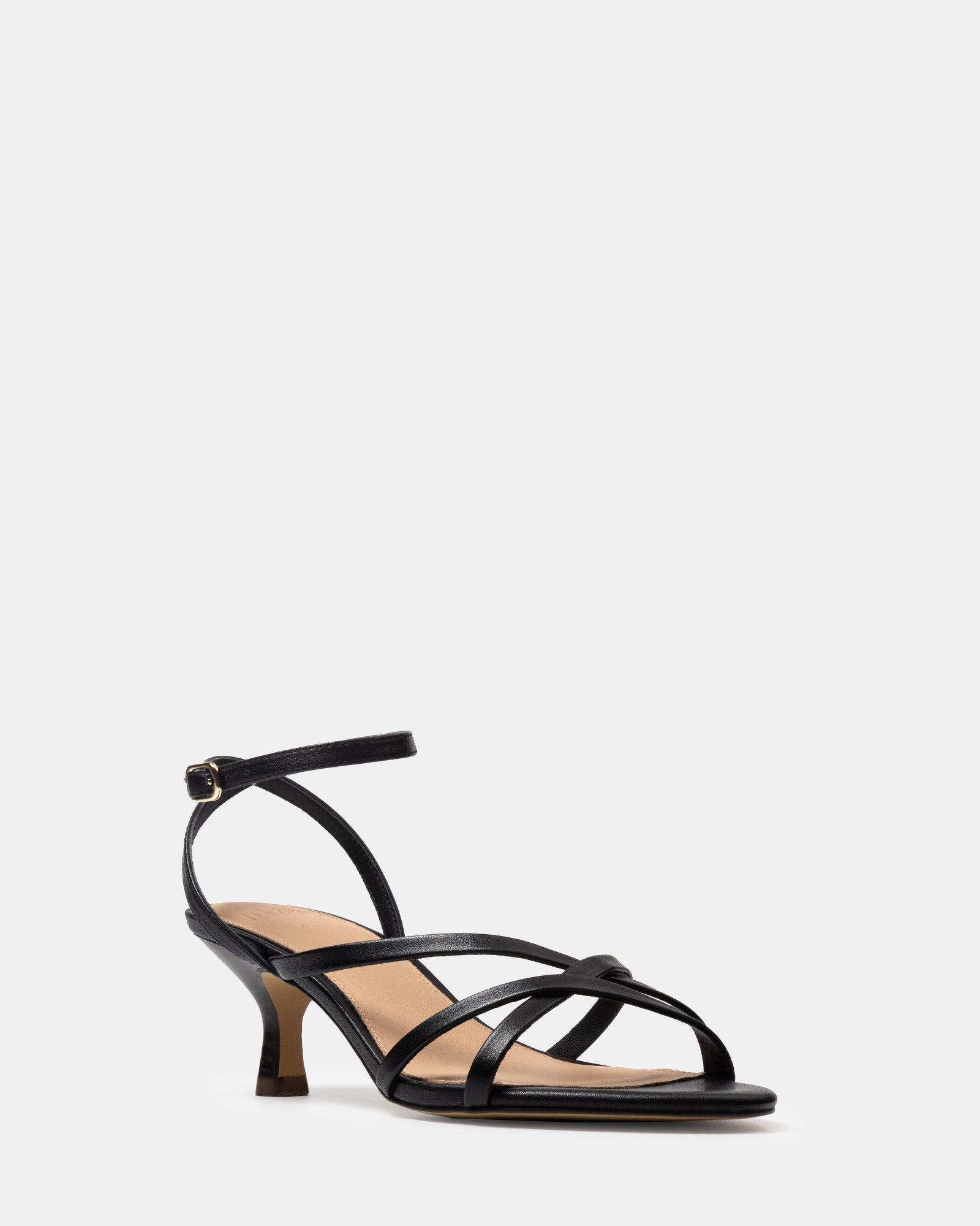 Kailee Black Leather Strappy Heel