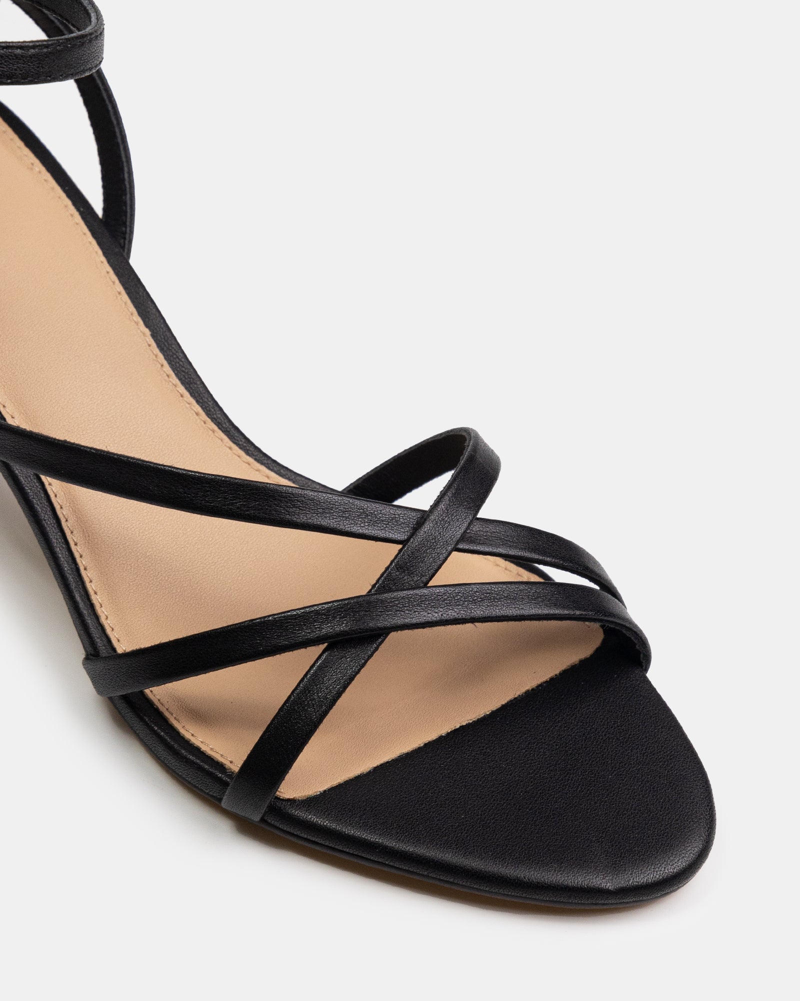 Kailee Black Leather Strappy Heel