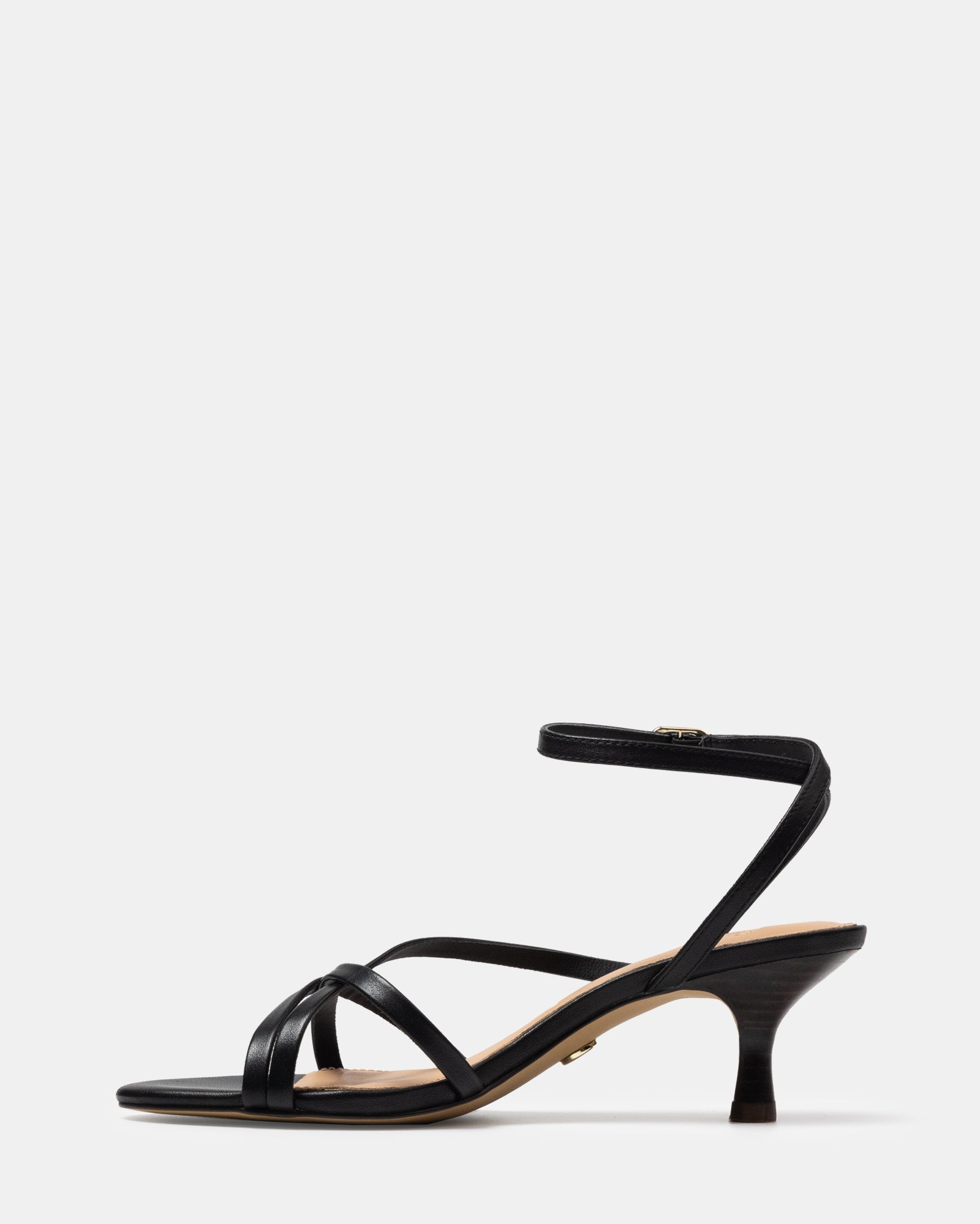 Kailee Black Leather Strappy Heel