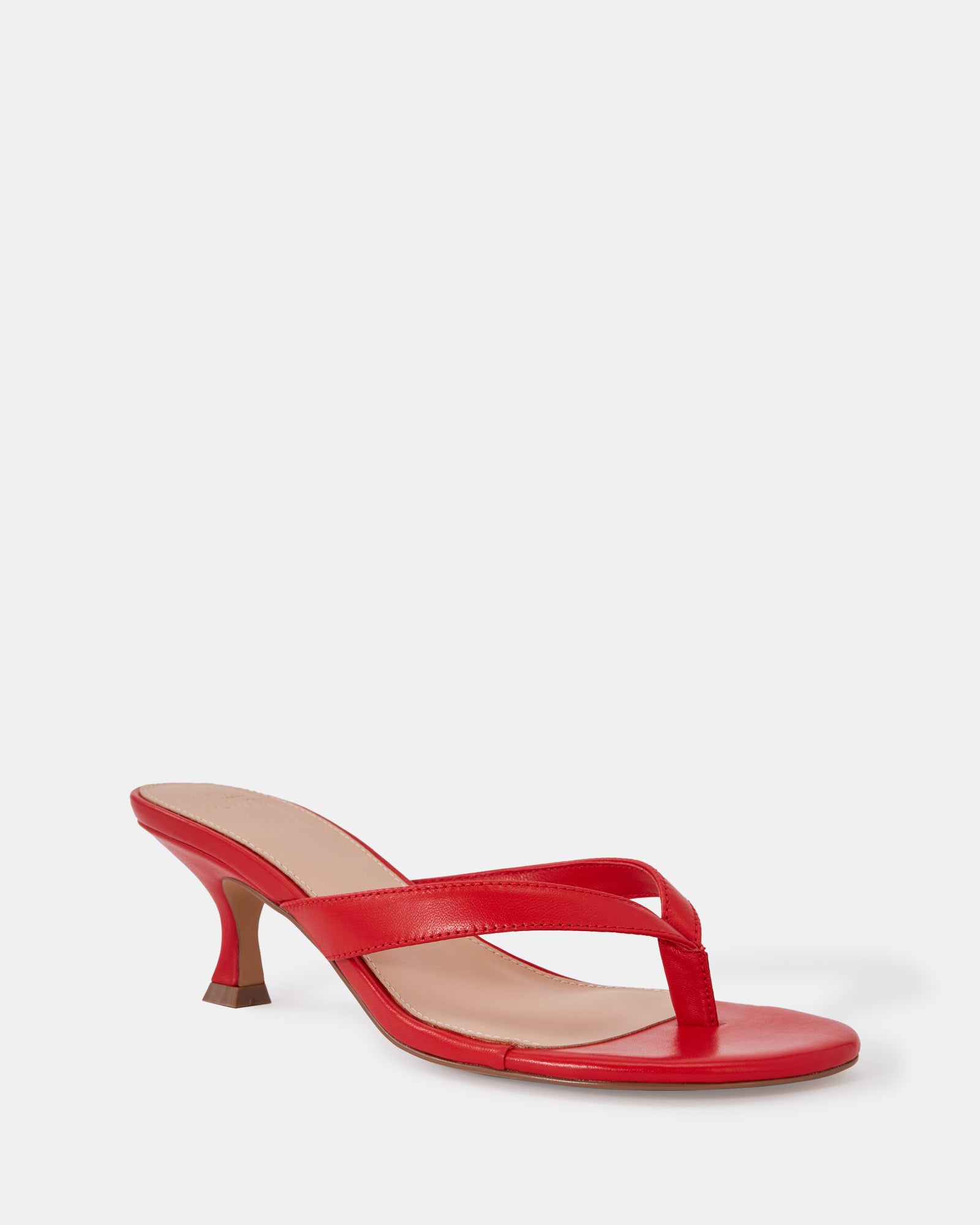 Gigi Scarlet Leather Kitten Heel Thong