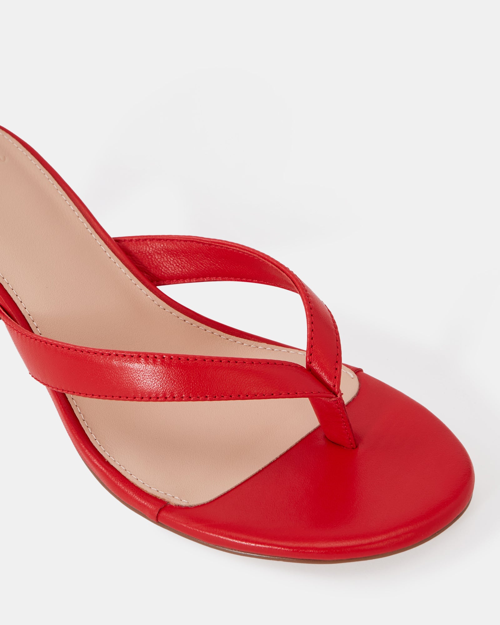 Gigi Scarlet Leather Kitten Heel Thong