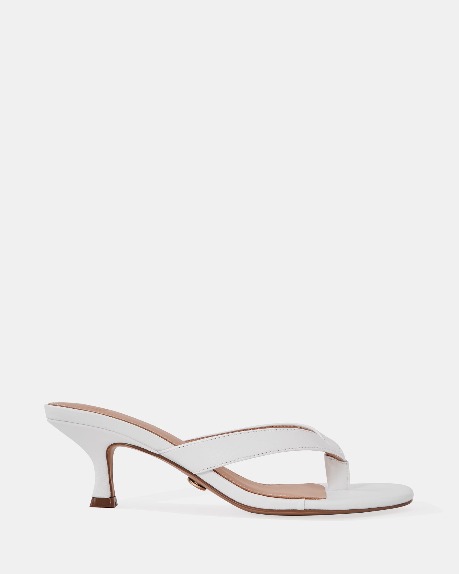 Gigi Optic White Leather Kitten Heel Thong
