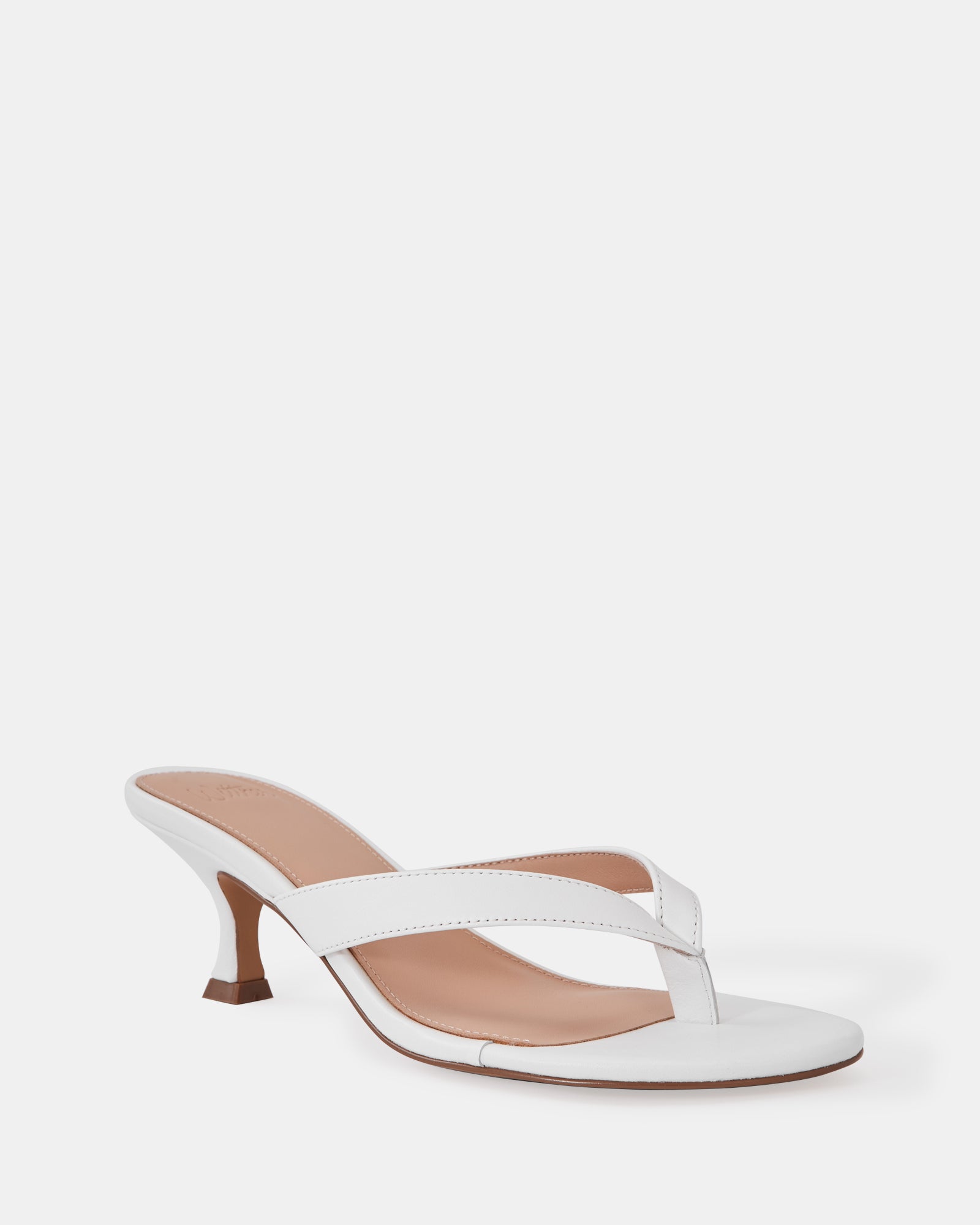 Gigi Optic White Leather Kitten Heel Thong