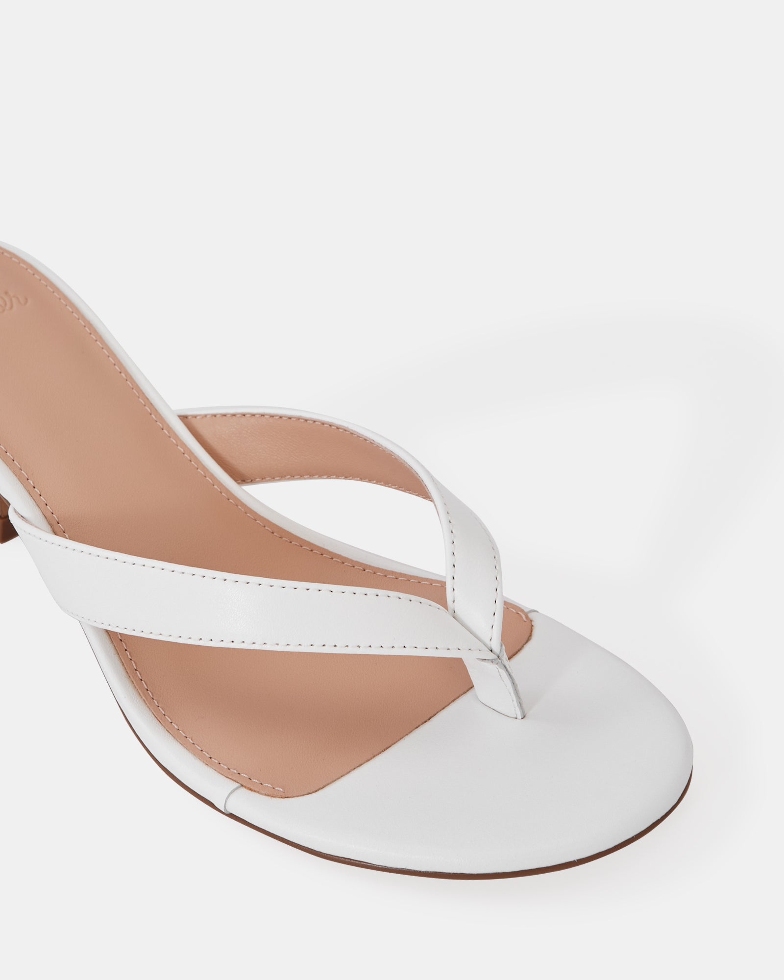 Gigi Optic White Leather Kitten Heel Thong