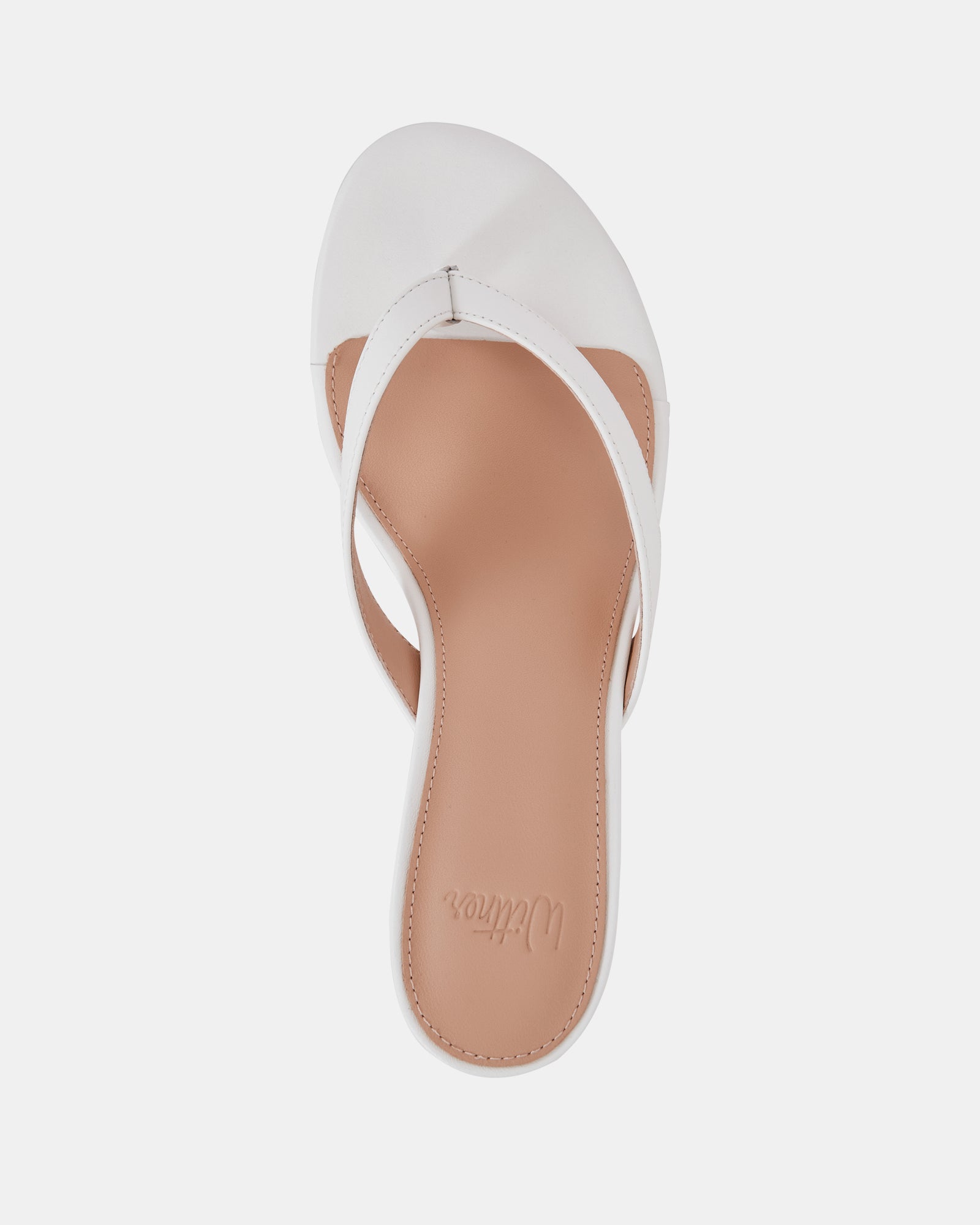 Gigi Optic White Leather Kitten Heel Thong