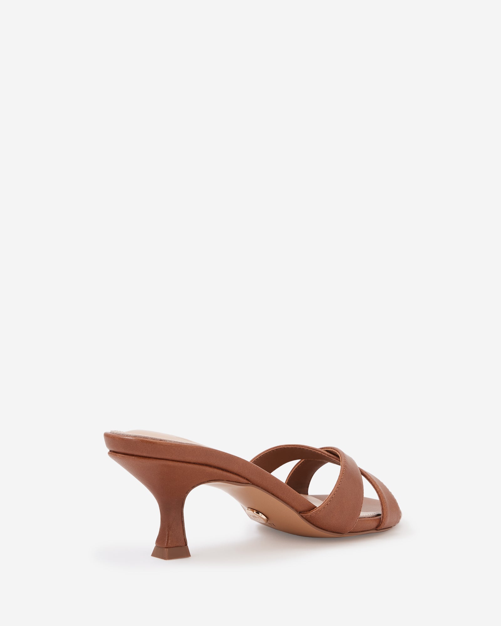 Gracie Dark Cognac Leather Kitten Heel Mule
