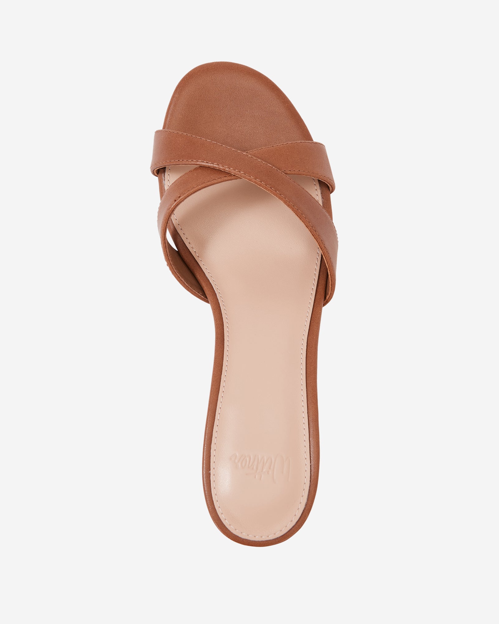 Gracie Dark Cognac Leather Kitten Heel Mule