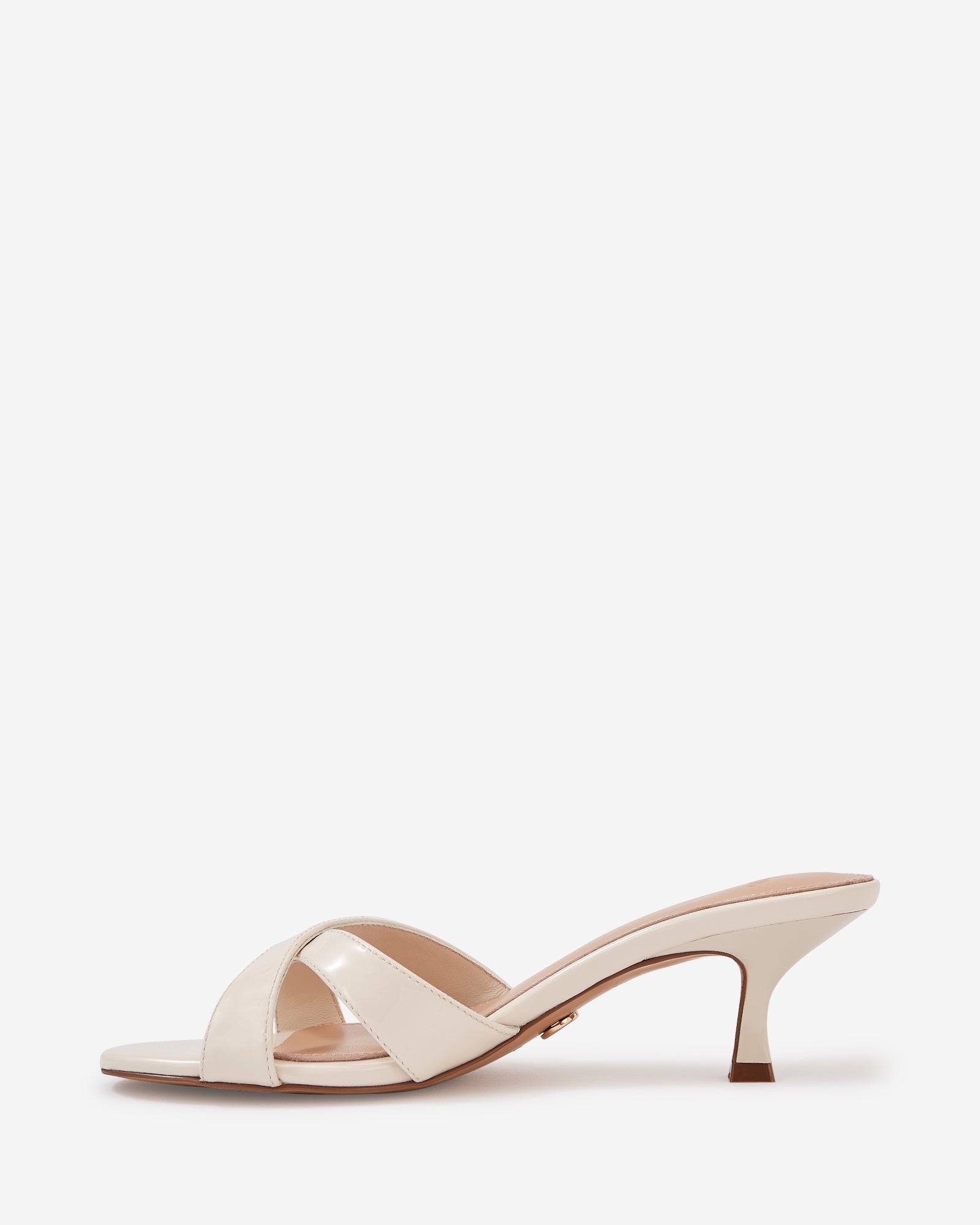 Gracie Vintage Ivory Patent Leather Kitten Heel Mule