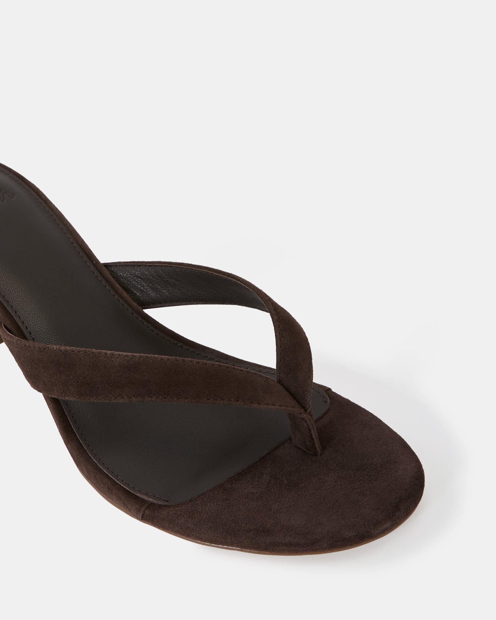 Gigi Ebony Suede Leather Kitten Heel Thong