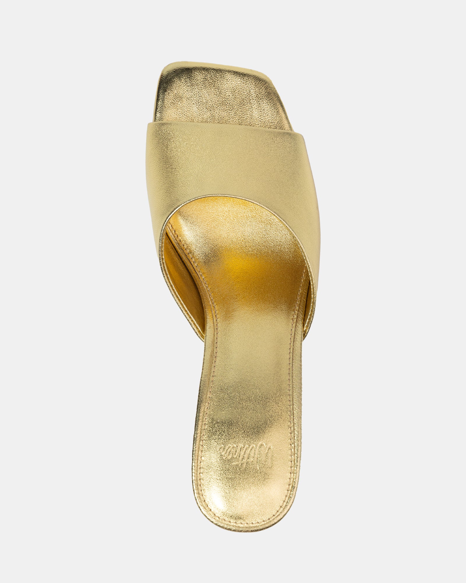 Myra Gold Metallic Leather Artistic Heel Mule