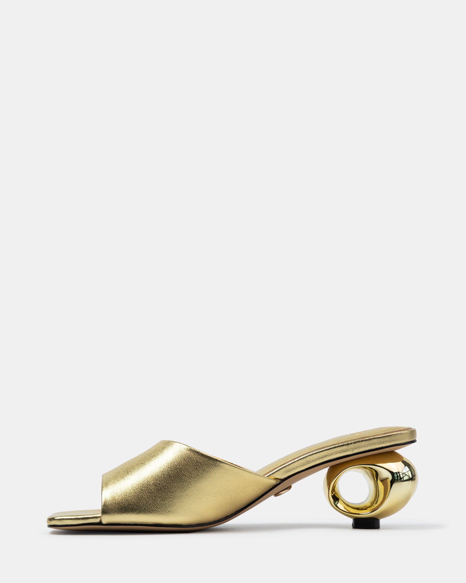 Myra Gold Metallic Leather Artistic Heel Mule