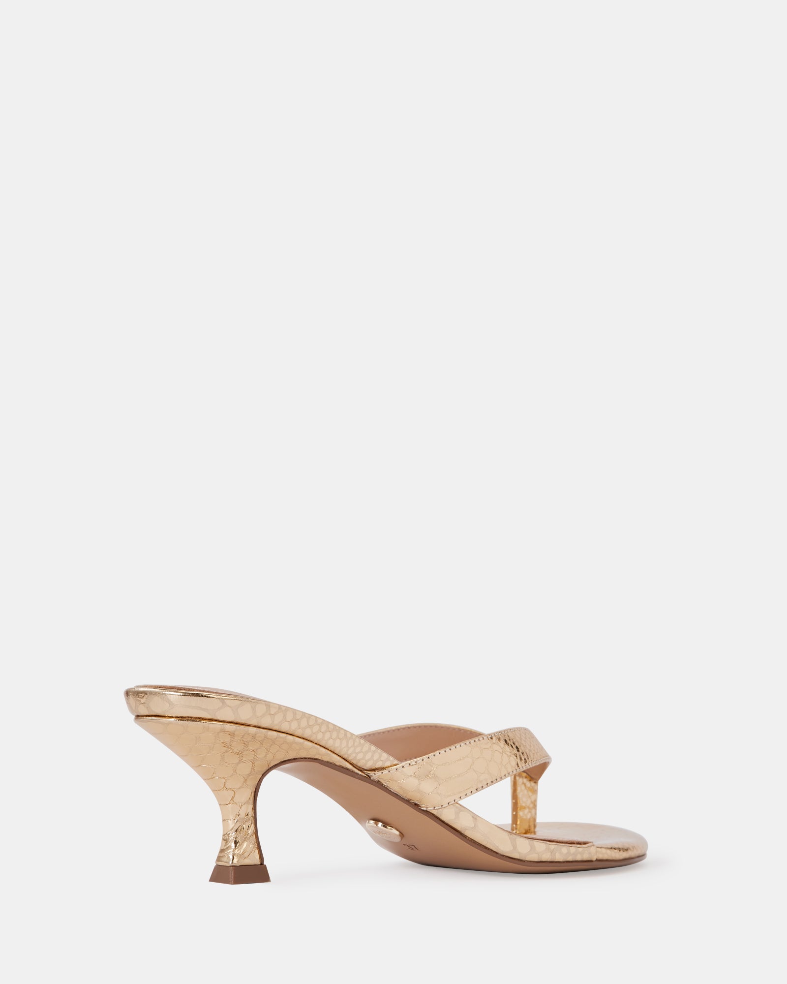 Gigi Gold Reptile Emboss Leather Kitten Heel Thong