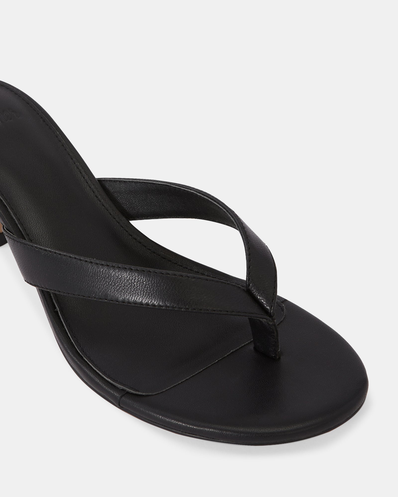 Gigi Black Leather Kitten Heel Thong