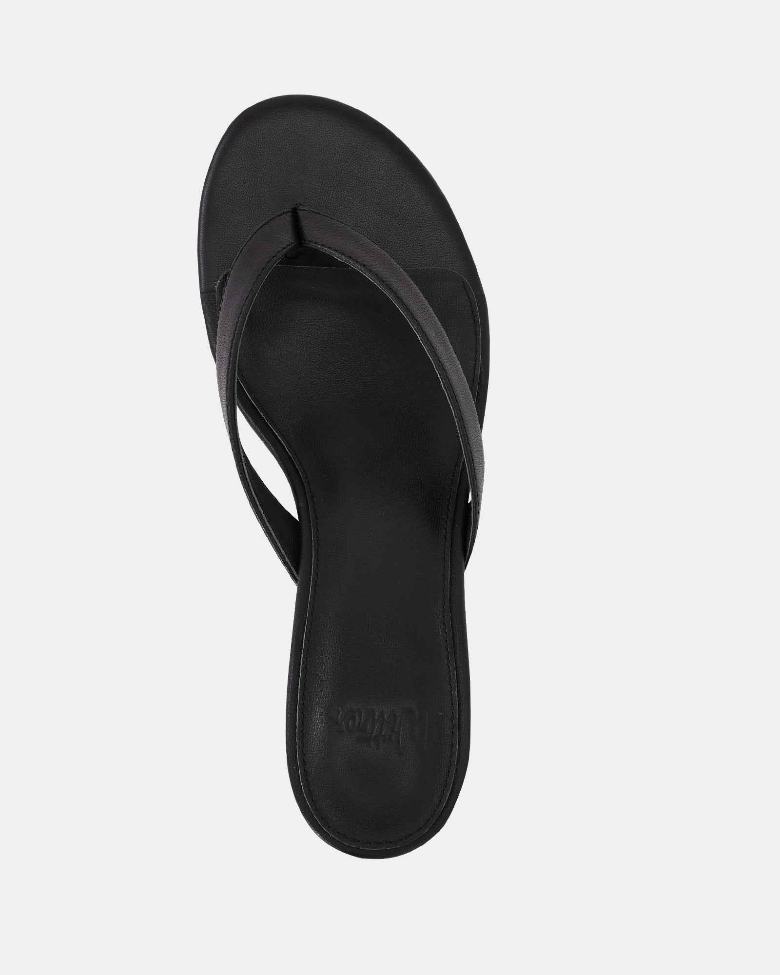 Gigi Black Leather Kitten Heel Thong