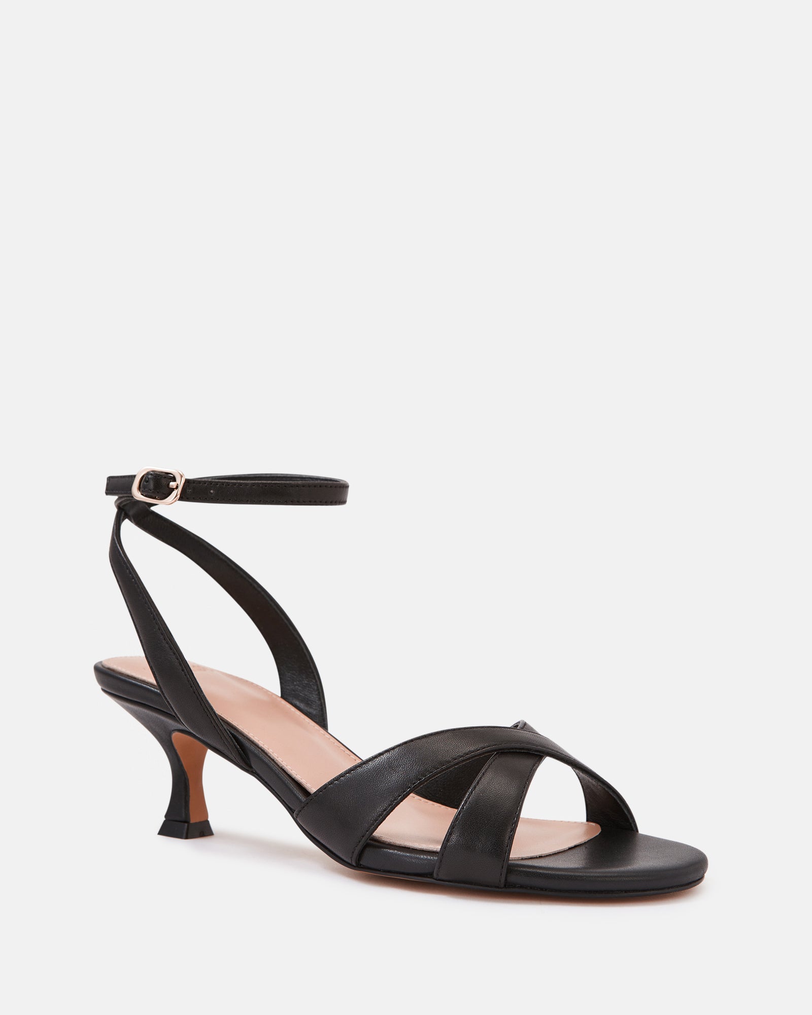 Georgina Black Leather Strappy Heel