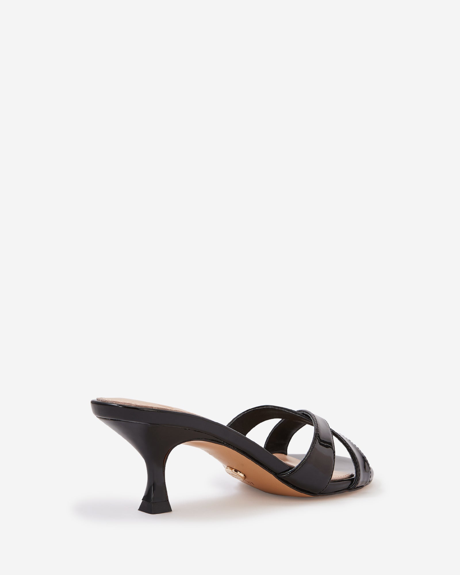Gracie Black Patent Leather Kitten Heel Mule