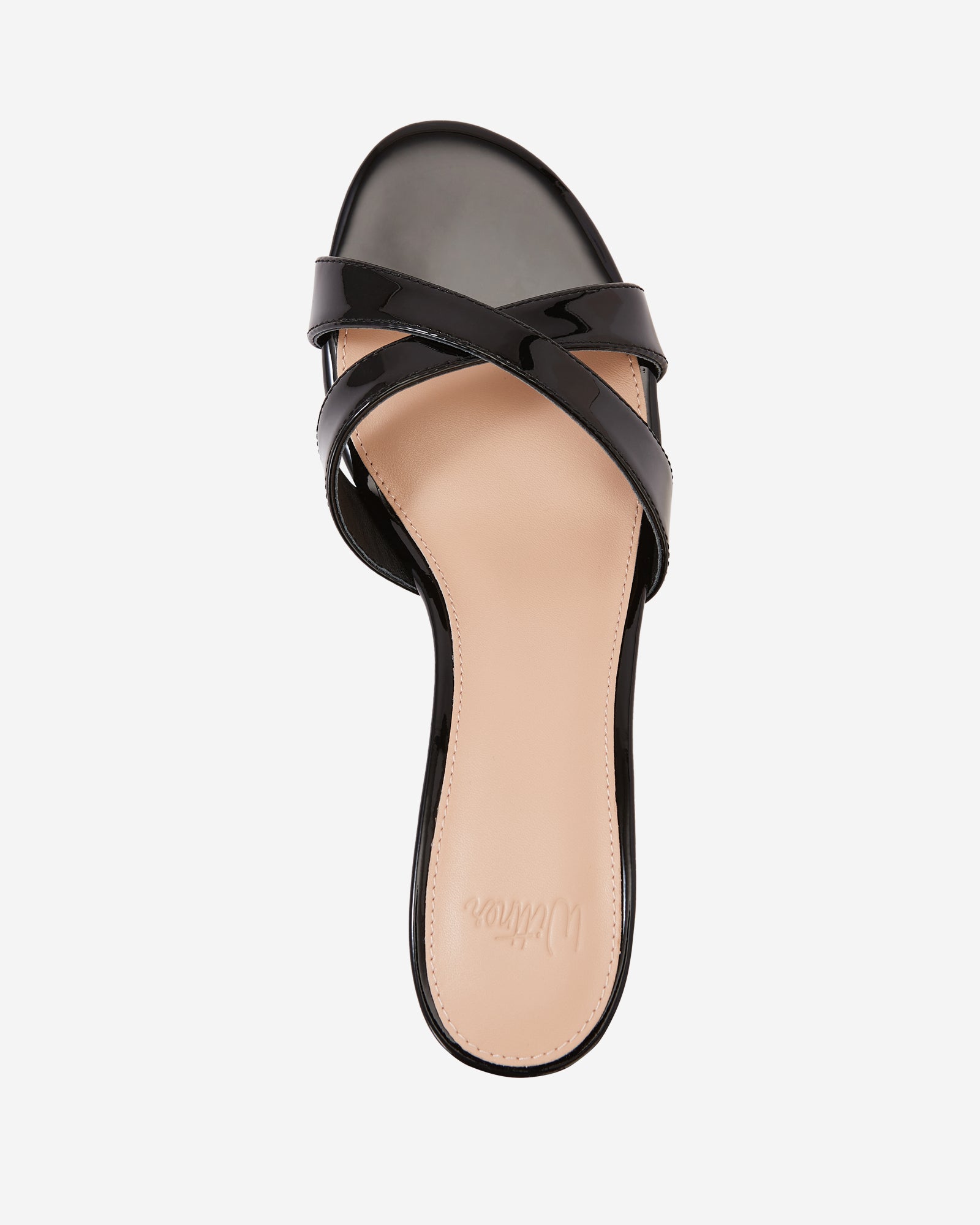 Gracie Black Patent Leather Kitten Heel Mule