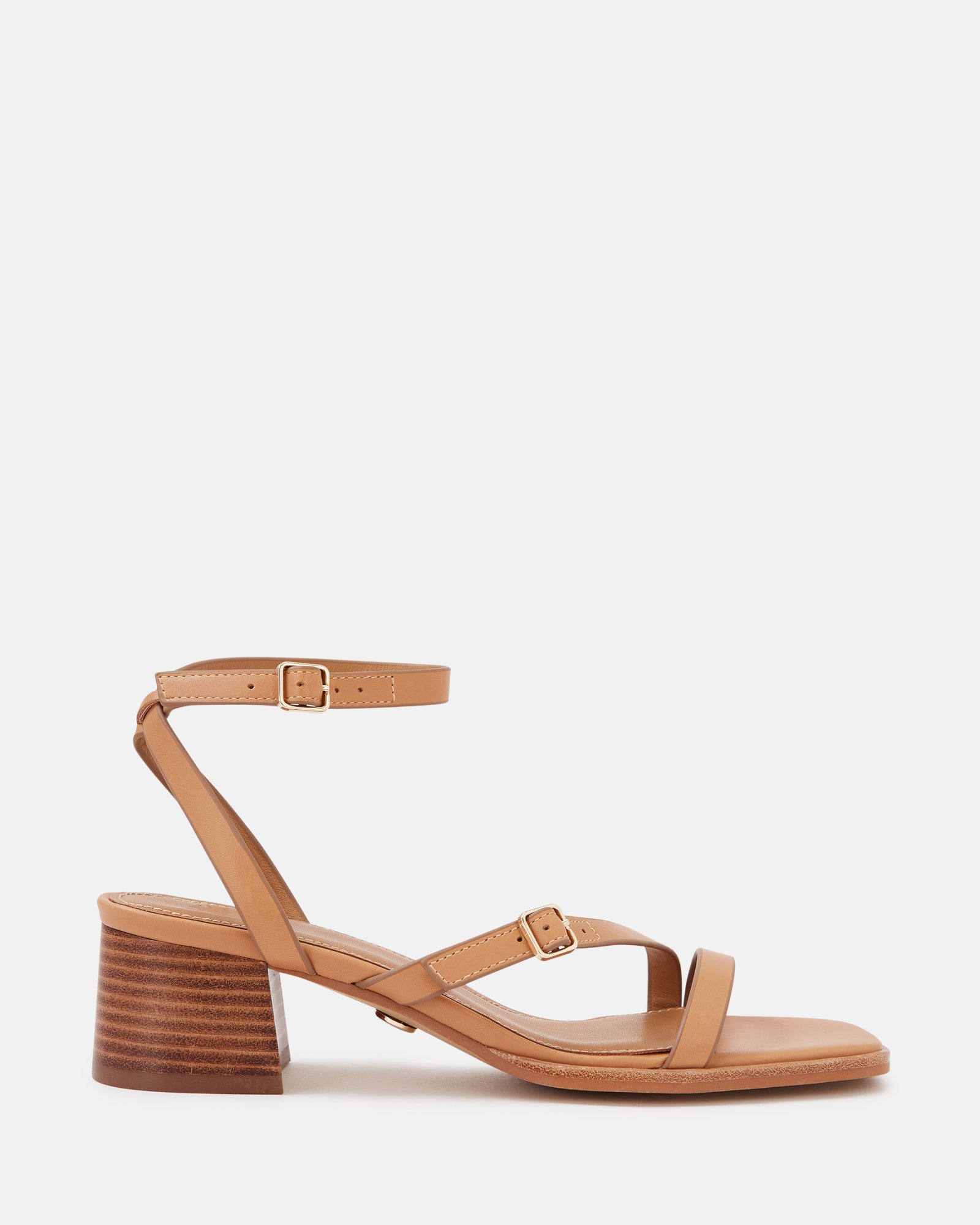 Izzi Dark Sand Leather Block Heel