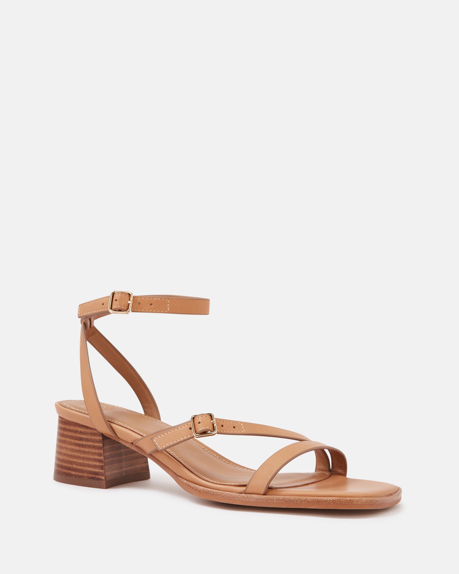 Izzi Dark Sand Leather Block Heel