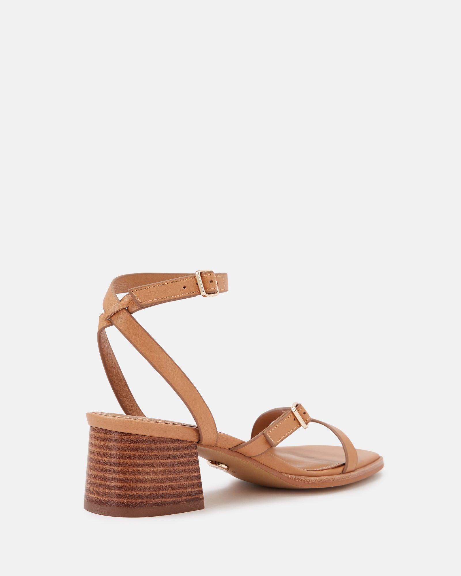 Izzi Dark Sand Leather Block Heel