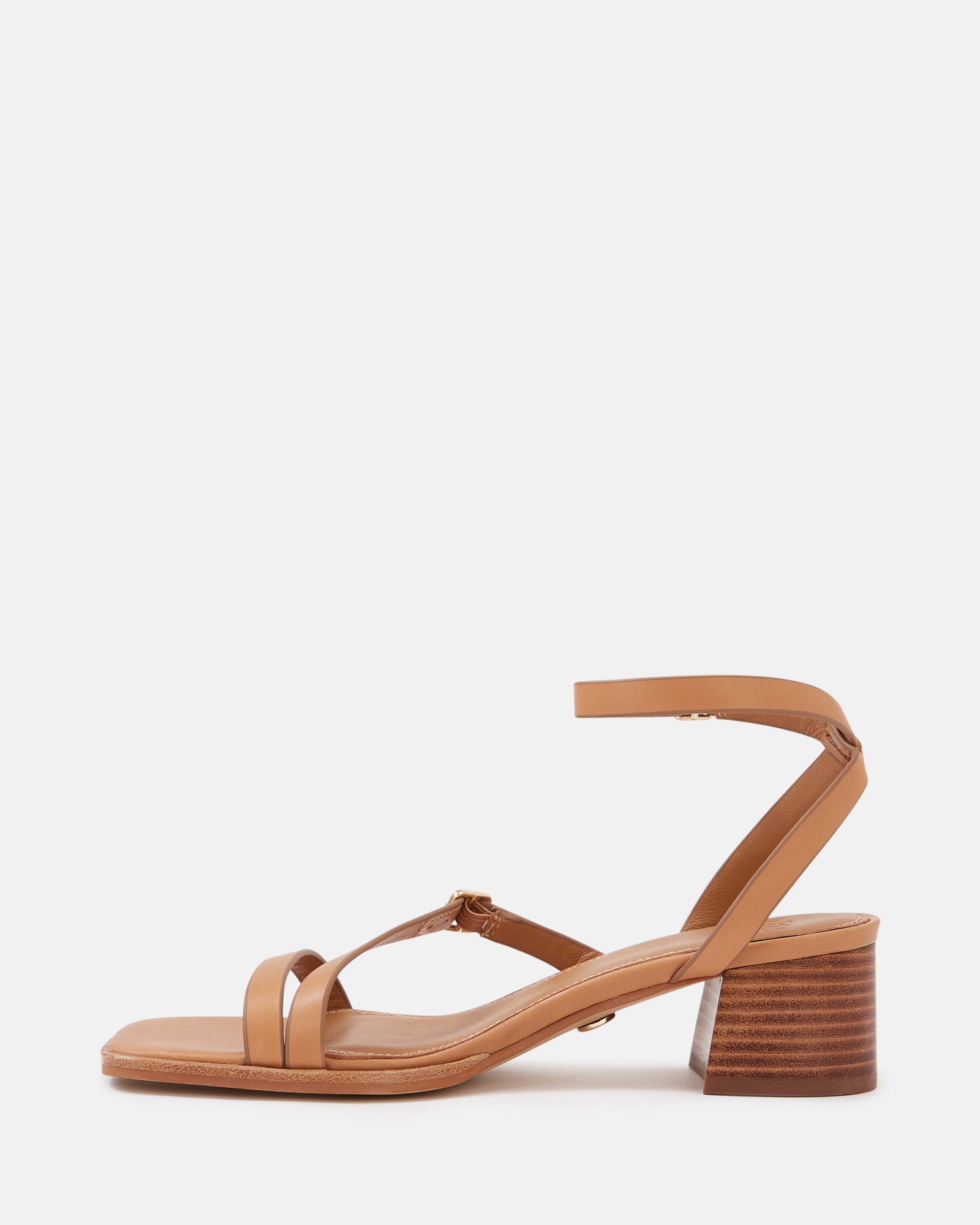 Izzi Dark Sand Leather Block Heel