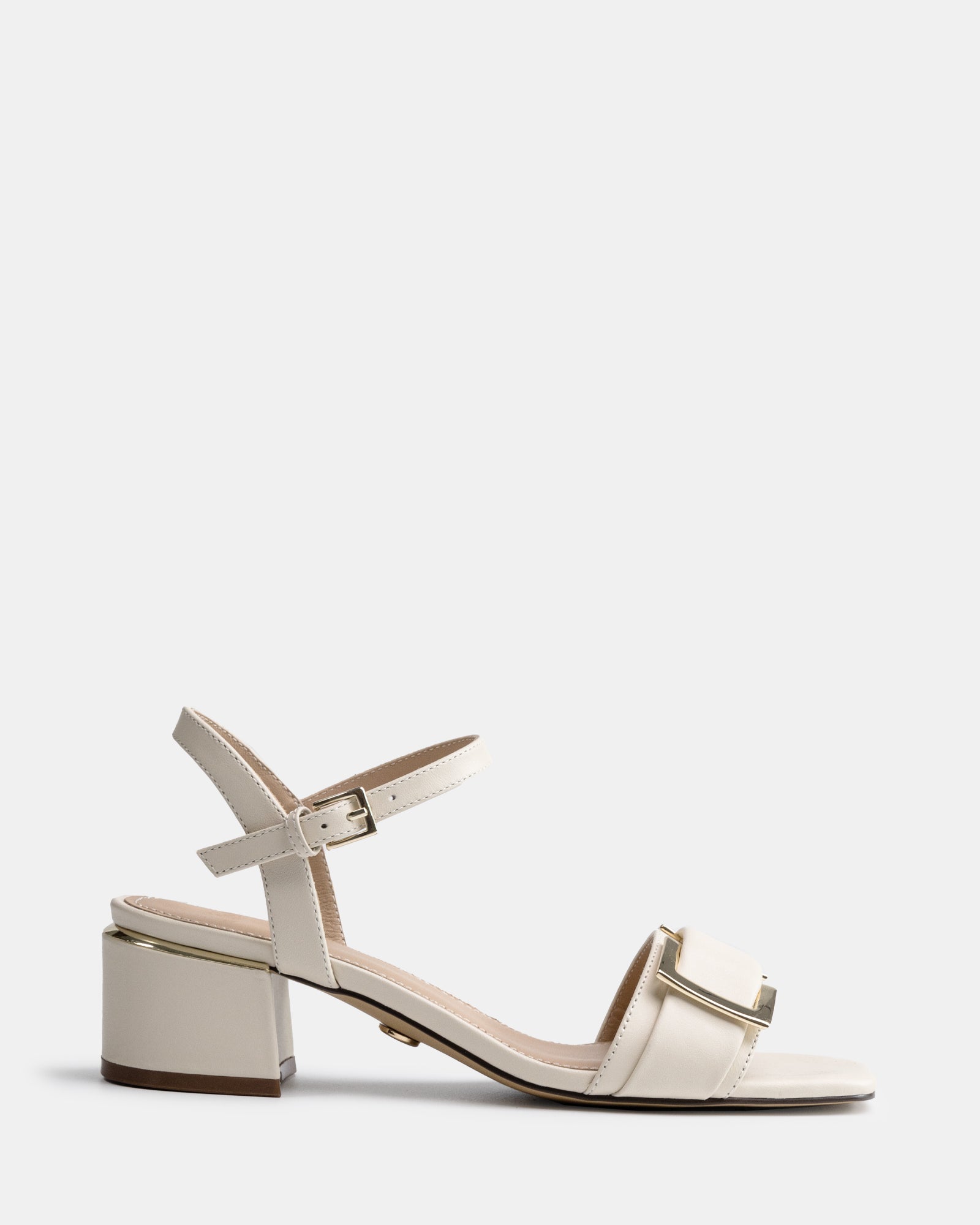 Izaro Vintage Ivory Leather Block Heel