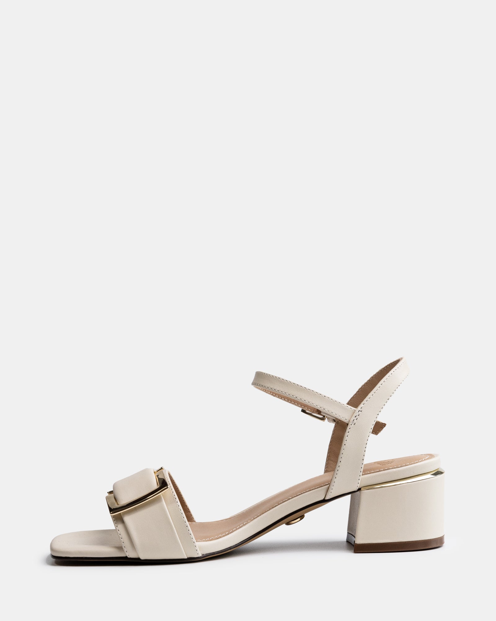 Izaro Vintage Ivory Leather Block Heel