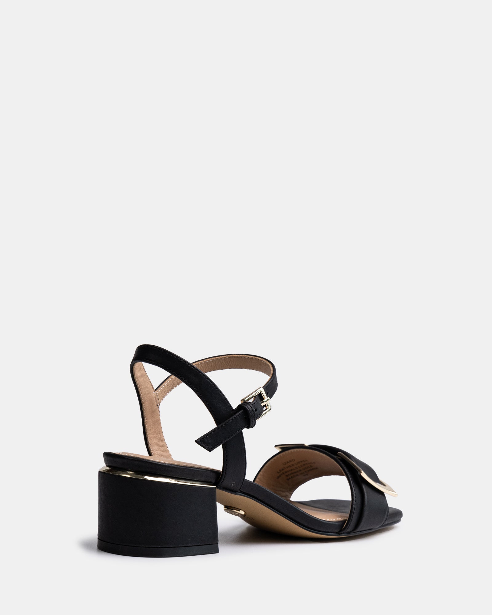 Izaro Black Leather Block Heel